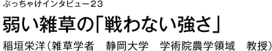 ぶっちゃけインタビュー23　弱い雑草の「戦わない強さ」　稲垣栄洋（雑草学者　静岡大学　学術院農学領域　教授）