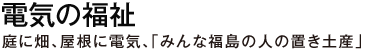 電気の福祉　庭に畑、屋根に電気、「みんな福島の人の置き土産」